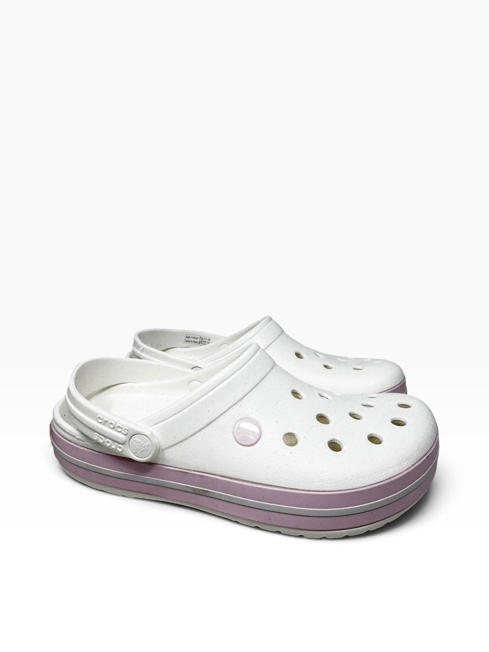 Crocs White Pink Crocband Slip On Clogs Women’s Size 8 NWT